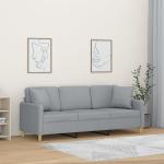 Sofás grises de metal de tela con cojín modernos acolchados vidaXL para 3 personas 