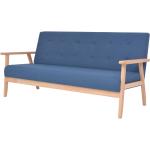 Sofás azules de madera maciza de tela acolchados vidaXL para 3 personas 