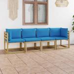 Muebles azules celeste de pino de jardín con cojín rústico acolchados vidaXL para 4 personas 