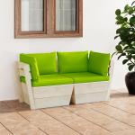 Sofás verdes de abeto de dos plazas con cojín modernos acolchados vidaXL 