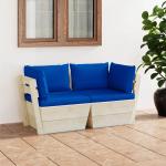 Sofás azules de abeto de dos plazas con cojín modernos acolchados vidaXL para 2 personas 