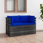 Muebles azules de pino de jardín con cojín modernos acolchados vidaXL para 2 personas 