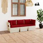 Sofás rojos de abeto de tres plazas con cojín modernos acolchados vidaXL para 3 personas 