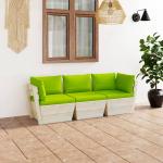 Sofás verdes de abeto de tres plazas con cojín modernos acolchados vidaXL para 3 personas 