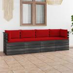 Muebles rojos de pino de jardín con cojín modernos acolchados vidaXL para 4 personas 