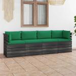 Muebles verdes de pino de jardín con cojín modernos acolchados vidaXL para 4 personas 