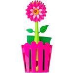 VIGAR Flower Power Set Fregador con Cepillo y Estropajo de Color Magenta, Multicolore, Rosa, Dimensiones: 11 x 6,5 x 25 cm