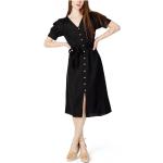 Vestidos negros de algodón de lino rebajados de primavera manga corta con escote V Vila talla XL para mujer 