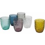 Copas multicolor de vidrio de agua de 240 ml aptas para lavavajillas en pack de 6 piezas para 6 personas 