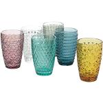 Vasos multicolor de vidrio de agua en pack de 6 piezas 