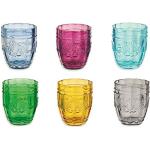 Copas multicolor de vidrio de agua aptas para lavavajillas en pack de 6 piezas 