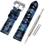 Correas azules de acero inoxidable para relojes militares de camuflaje para hombre 