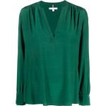 Blusas verdes de viscosa de manga larga rebajadas manga larga con escote V Tommy Hilfiger Sport talla S para mujer 