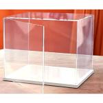 Vitrina abatible de acrílico transparente para montar la caja de mostradores con fondo blanco para exhibición transparente, vitrina a prueba de polvo para figuras de acción, juguetes (20 x 10 x 15 cm)