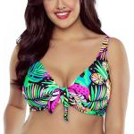 Sujetadores Bikini bicolor tallas grandes con escote V con rayas en 100C para mujer 