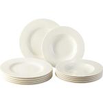 Platos blancos de porcelana aptos para lavavajillas modernos Villeroy & Boch Basic White 27 cm de diámetro en pack de 12 piezas 