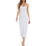 Vestidos blancos de modal de verano tallas grandes maxi con escote V talla XL para mujer 