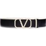 Cinturones negros de piel con hebilla  largo 100 Valentino Garavani con perlas para mujer 