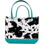 VNVPRM Bolsa de mano de goma impermeable for la playa, bolsas de viaje impermeables, lindo estampado de vaca, bolsa de mano ligera portátil de moda (Color : Cow, Size : X-Large)