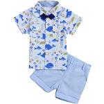 Camisas azules de algodón de manga corta infantiles formales floreadas 24 meses para niño 