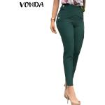 Pantalones verdes de cintura alta tallas grandes informales talla 3XL para mujer 