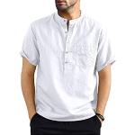 Camisas blancas de algodón de manga larga de otoño tallas grandes manga corta con cuello henly formales talla XXL para hombre 