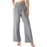 Pantalones grises de mezcla de algodón de cintura alta rebajados de verano informales talla M para mujer 