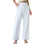 Pantalones blancos de mezcla de algodón de cintura alta rebajados de verano informales talla S para mujer 