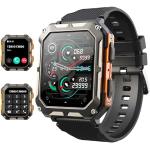 Smartwatches negros con notificaciones con medidor de frecuencia cardíaca 24h para multi-sport militares para hombre 