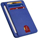 Waylipun Funda para tarjetas de crédito, con protección RFID y compartimento de acceso rápido, ultrafino para hombre y mujer, azul