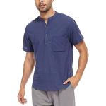 Camisas azul marino de algodón de lino  tallas grandes informales talla XXL para hombre 