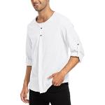 Camisas blancas de algodón de manga larga de verano tallas grandes manga larga informales talla XXL para hombre 