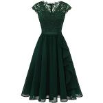 Vestidos verdes de cóctel tallas grandes manga corta con escote V vintage talla 3XL para mujer 