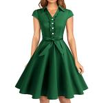 Vestidos verdes de cóctel tallas grandes manga corta con escote V vintage talla XXL para mujer 