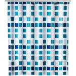 WENKO Cortina de ducha Mosaico roja - impermeable, Polietileno, 180 x 200 cm, Azul