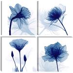 Cuadros abstractos azules modernos floreados Wieco Art 