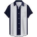 Camisas azul marino de poliester de manga corta tallas grandes manga corta vintage con rayas talla 3XL para hombre 