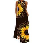 Faldas largas amarillas de poliester de verano tallas grandes vintage floreadas con motivo de flores talla 4XL para mujer 