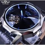 Relojes azules de acero inoxidable de pulsera Automático Winner para hombre 