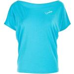 Camisetas deportivas azules celeste de modal manga corta con purpurina talla S para mujer 