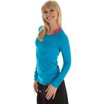 Camisetas fruncidas turquesas manga larga talla XL para mujer 