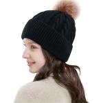 Gorros negros de poliamida de nieve  de otoño de punto con crochet Talla Única para mujer 