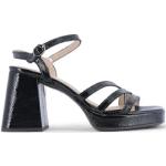 Sandalias negras de goma con plataforma rebajadas de primavera con hebilla con tacón más de 9cm Wonders talla 35 para mujer 