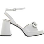 Sandalias blancas de cuero con plataforma con tacón más de 9cm Wonders talla 38 para mujer 