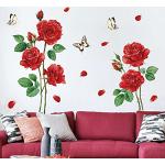 Papeles rojos de pared de carácter romántico floreados 