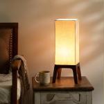 Lámparas LED beige de madera art déco con acabado pulido de materiales sostenibles 