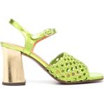Sandalias verdes de goma de cuero rebajadas con tacón cuadrado con tacón más de 9cm metálico Chie Mihara talla 37 para mujer 