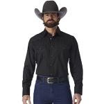 Wrangler Sport Western-Camisa de Manga Larga con Dos Bolsillos, Negro, XL para Hombre