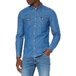 Wrangler LS Western Denim Shirt Camisa Vaquera, Azul (Mid Stone), XXL para Hombre