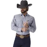 Camisas azules de algodón de manga larga manga larga informales WRANGLER Western talla L para hombre 
